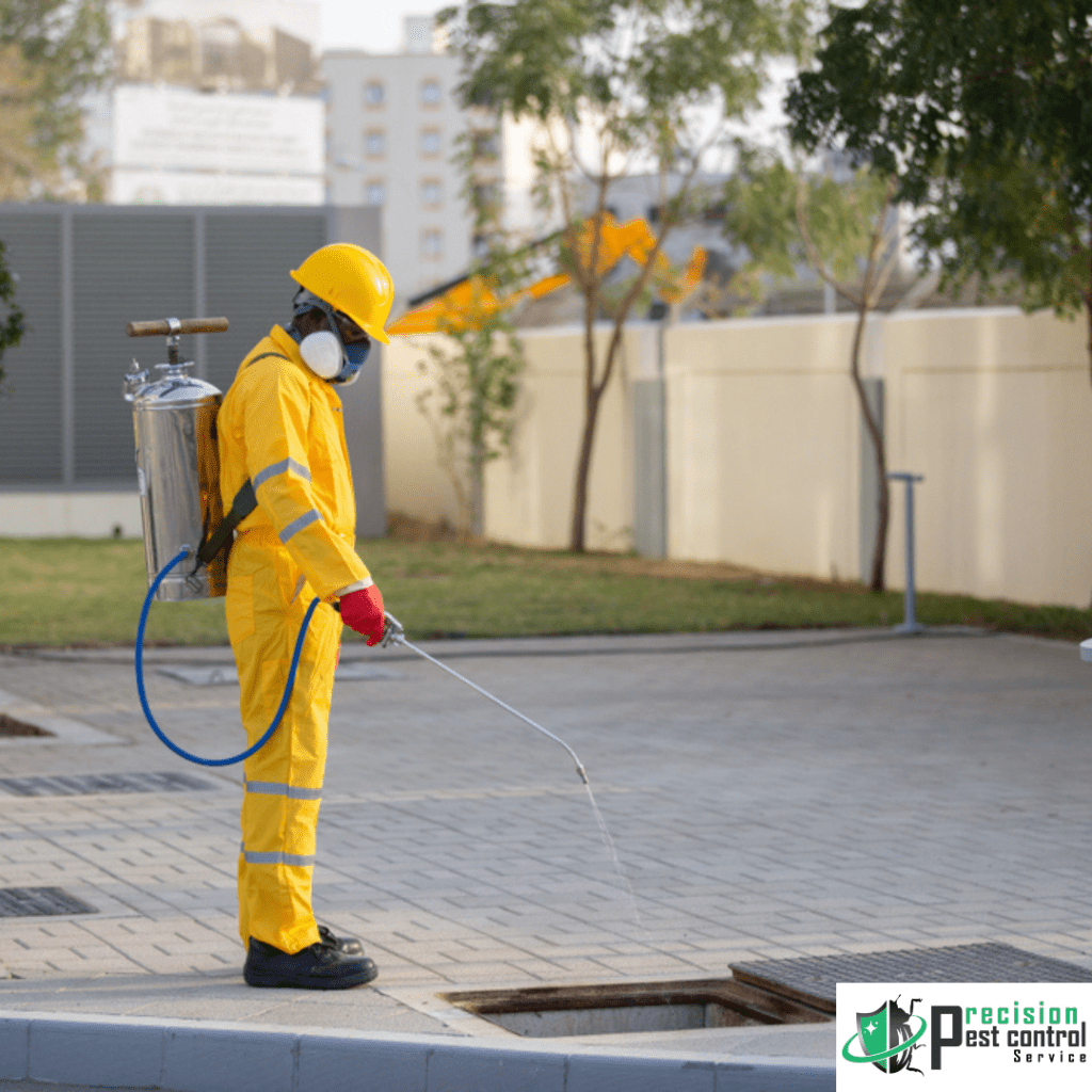 Worker Safeguarding Outdoor Areas Against Pests